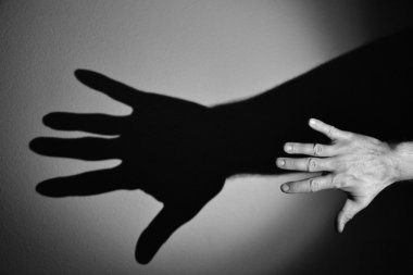 Hand shadow,black and white clipart