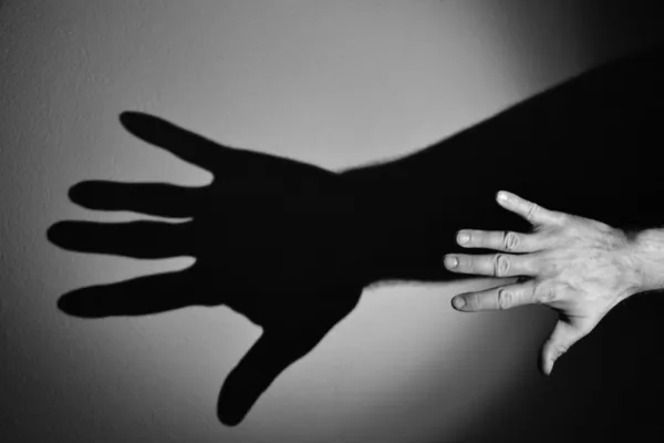 stock image Hand shadow,black and white