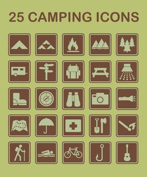 25 iconos de camping Ilustraciones De Stock Sin Royalties Gratis
