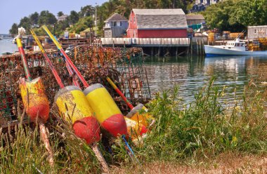 Lobster buoys and traps clipart