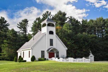 White church in New England clipart