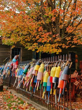 Lobster buoys in autumn clipart