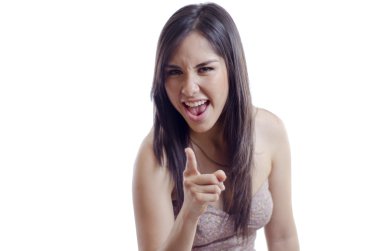Young woman yelling at someone clipart