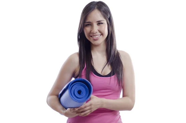 Cute young woman ready for her yoga class — Stock Photo, Image