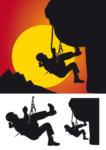 Silhouette of a climber — Stock Photo, Image