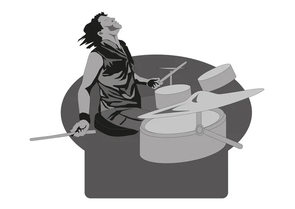 Baterista tocando bateria — Fotografia de Stock