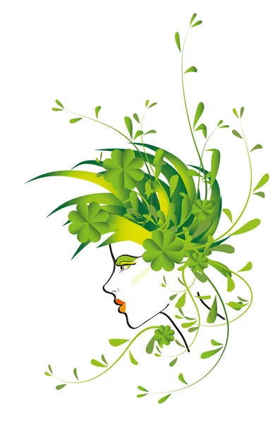 stock image Girl with flowers and leaves on the head