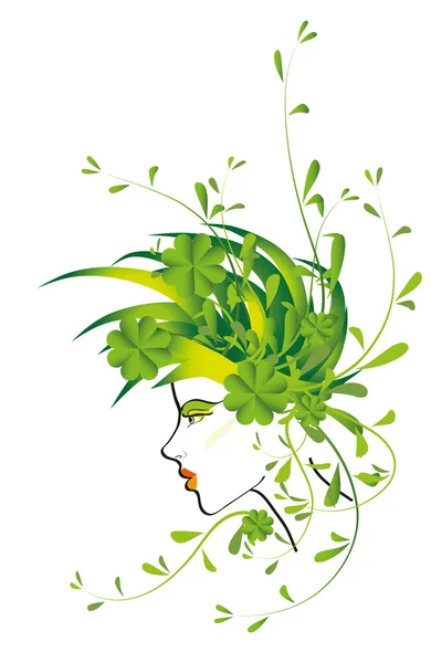 Girl with flowers and leaves on the head — Stock Photo, Image