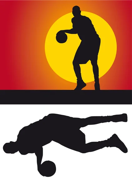 Basketball silhouette against a colored background