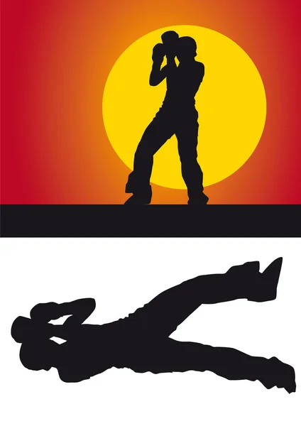 Silhouette sport boxare på en färgad bakgrund — Stockfoto