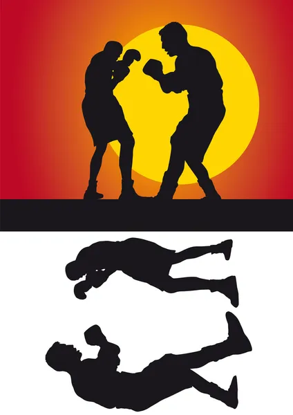 Силуэт спортивный боксер на цветном фоне — стоковое фото