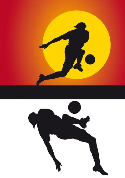 Silhouette de joueurs de football sur un fond coloré — Photo
