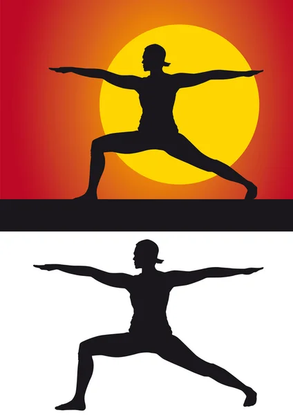 Silhueta de iogue contra um fundo colorido — Fotografia de Stock