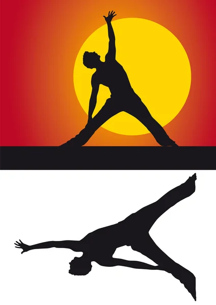 Silhueta de iogue contra um fundo colorido — Fotografia de Stock