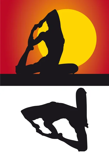 Silueta de yogui sobre un fondo de color —  Fotos de Stock