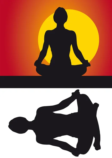 Yogi silhouette against a colored background Royalty Free Stock Images