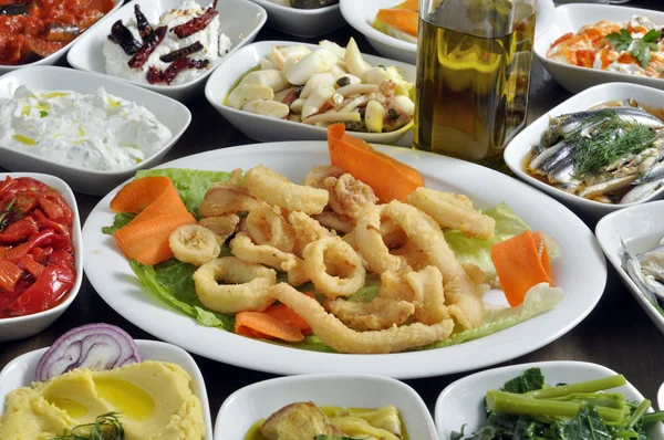 Patatine fritte calamari — Foto Stock