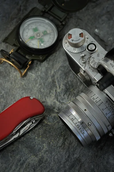 stock image Old leica camera and equipments