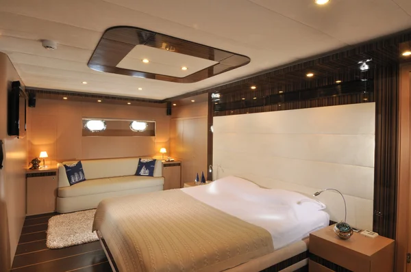 Chic bedroomof yacht Stock Picture