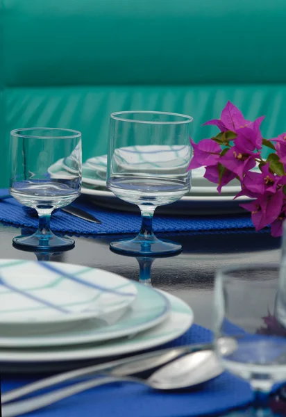 Dinner table on the boat — Stock Photo, Image