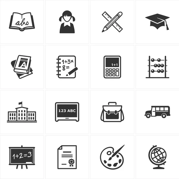 Iconos escolares y educativos-Conjunto 1 — Vector de stock
