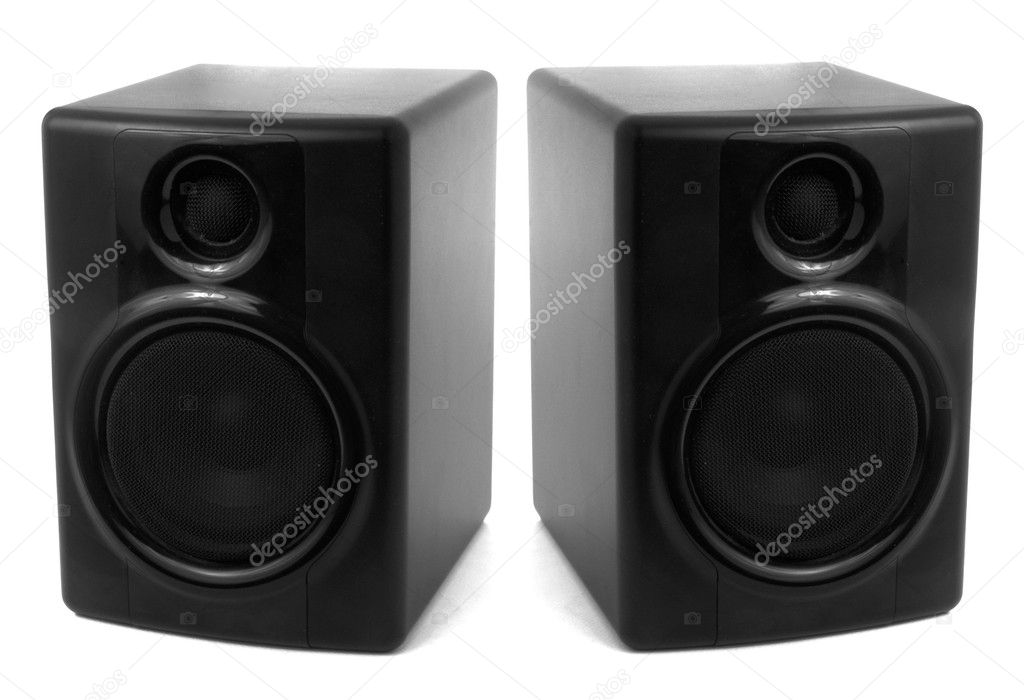 Black stereo speakers
