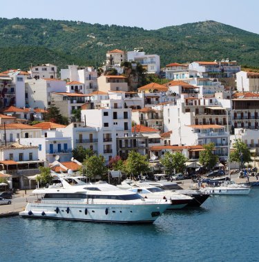 Boats in Skiathos island clipart