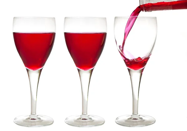Three red liqueur drinks — Stock Photo, Image