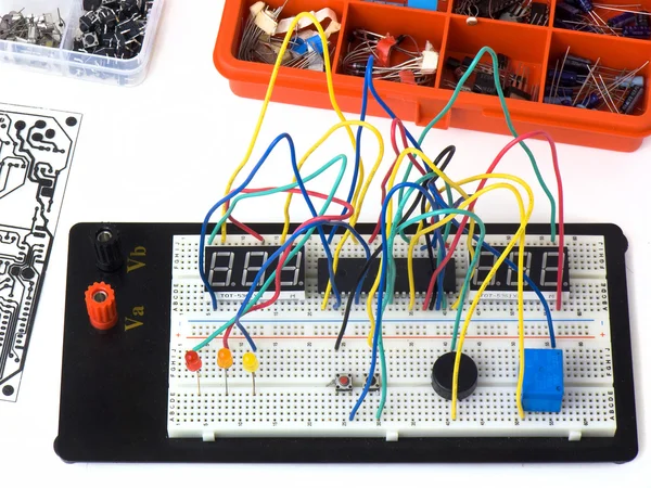 DIY electronics on breadboard — Stock Photo, Image