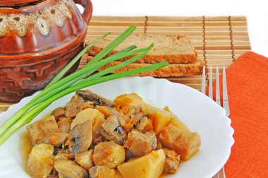 Potato with meat and mushrooms clipart