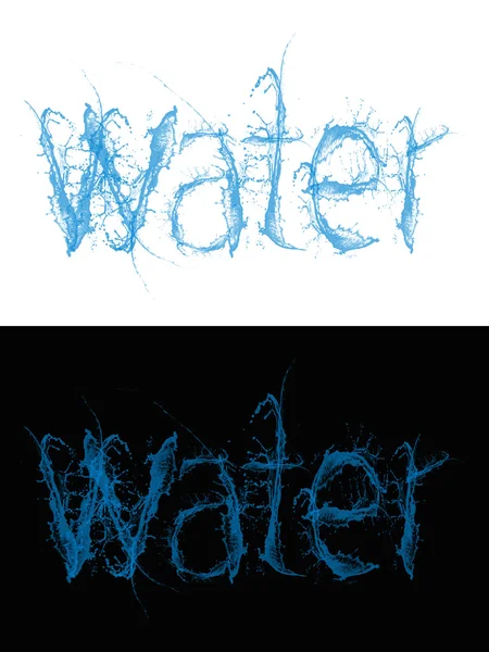 Słowo wody z wodą rozpryskową — Zdjęcie stockowe