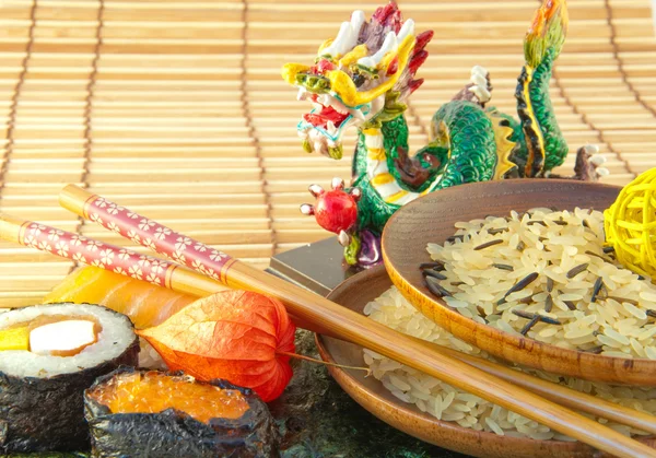 stock image Rice in multi-colored plates