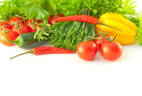 Domates, soğan, biber ve salata — Stok fotoğraf