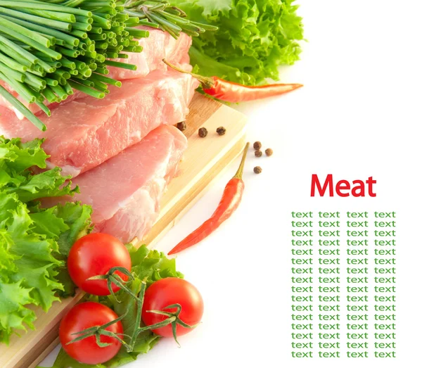 Tomaten, ui, peper en vlees — Stockfoto