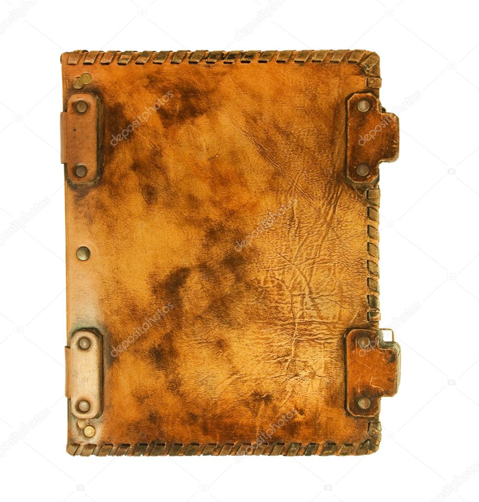 The ancient book in leather cover, a skin structure