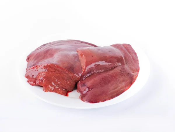 stock image Pork fresh liver on a white background