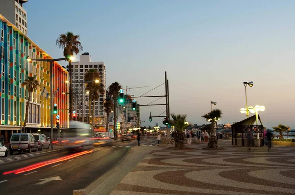 stock image Sunset on the embankment in Tel Aviv, Israel