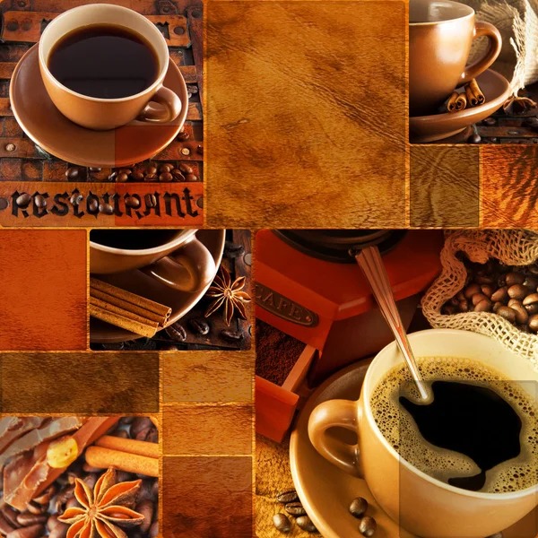 Molinillo de café en un estilo retro, una taza de café sobre fondo grange — Foto de Stock