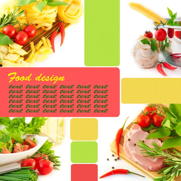 赤唐辛子、バジルと白い背景の上のトマト スパゲッティ — ストック写真