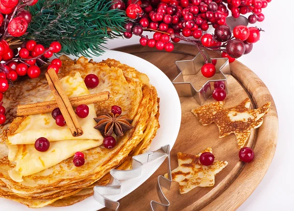 Pancakes with christmas berry — Stock Photo, Image