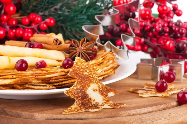Pancakes with christmas berry — Stock Photo, Image