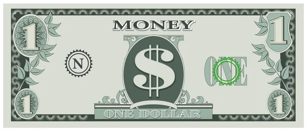 Oyun para - bir dolarlık banknot — Stok Vektör