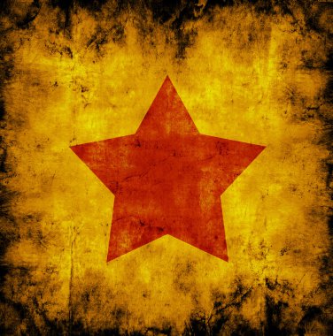 Red star on an orange background clipart