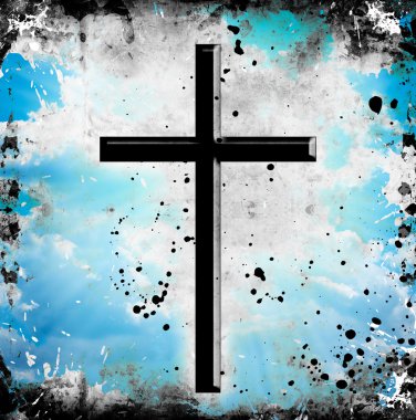 Grunge background with cross and spots clipart