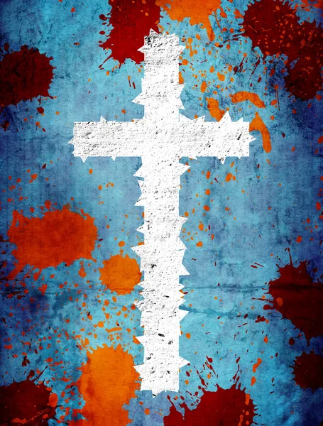 Гранжевий фон з хрестом і плямами — стокове фото