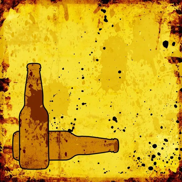 Grunge-Hintergrund mit Bierflaschen — Stockfoto