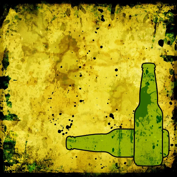 Grunge pozadí s pivní láhve — Stock fotografie
