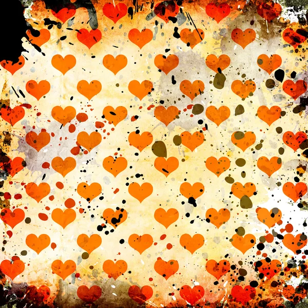 Grunge background with hearts and stains — Stock Photo, Image