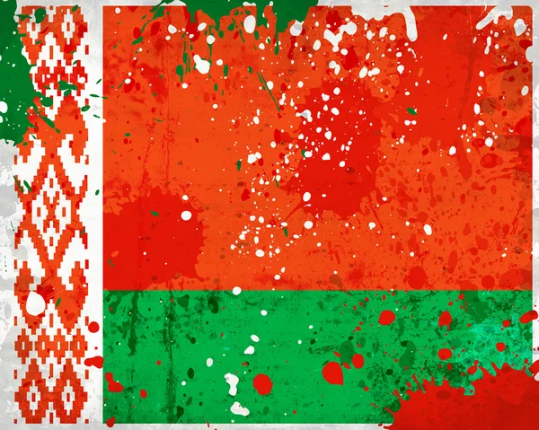 Flaga Białorusi granica z plamami — Zdjęcie stockowe