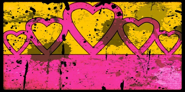 Grunge-Hintergrund mit fünf Herzen — Stockfoto